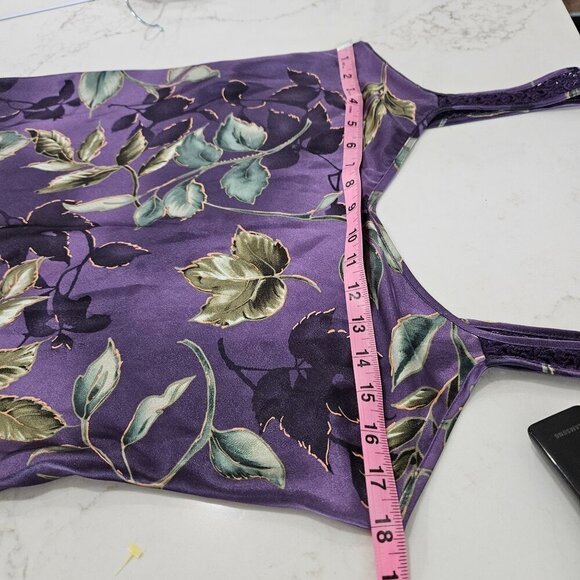 Vintage California Dynasty Purple Floral Maxi Slip Dress Small Lace Straps - Picture 8 of 10